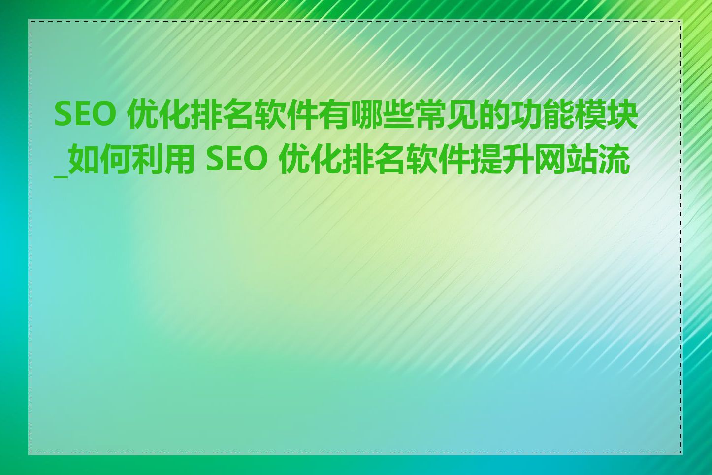 SEO优化软件常见问题有哪些