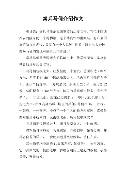 兵马俑简介30字以下